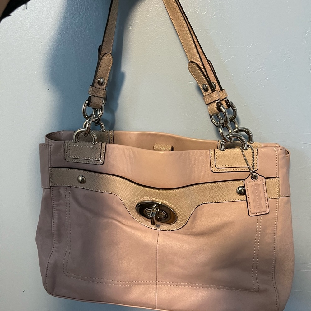 Coach lilac purple and python print bag